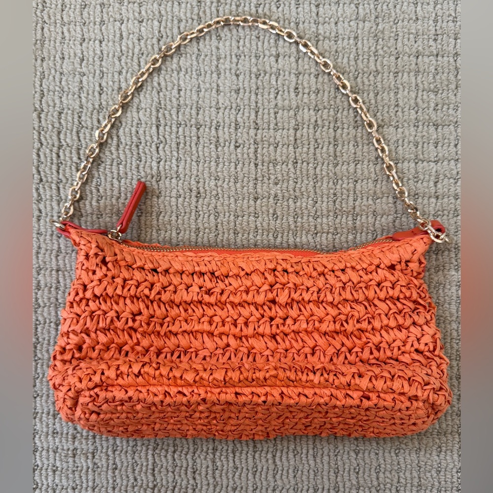 Billini Orange Shoulder Bag with Woven Texture